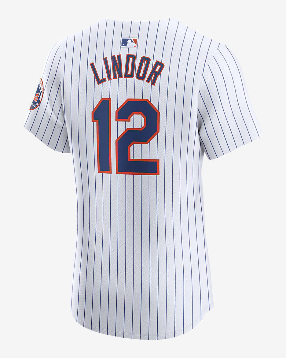 Men s Nike Francisco Lindor White New York Mets Home Elite Jersey